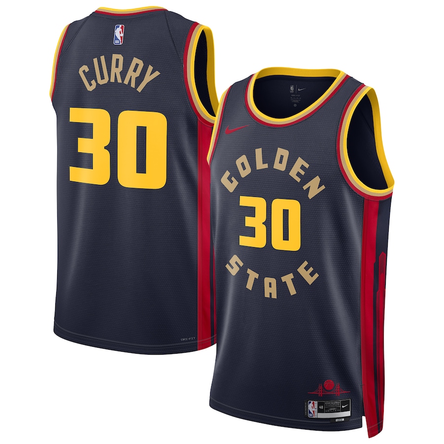 Men Golden State Warriors 30 Stephen Curry Nike Navy City Edition 2024-25 Swingman Player NBA Jersey